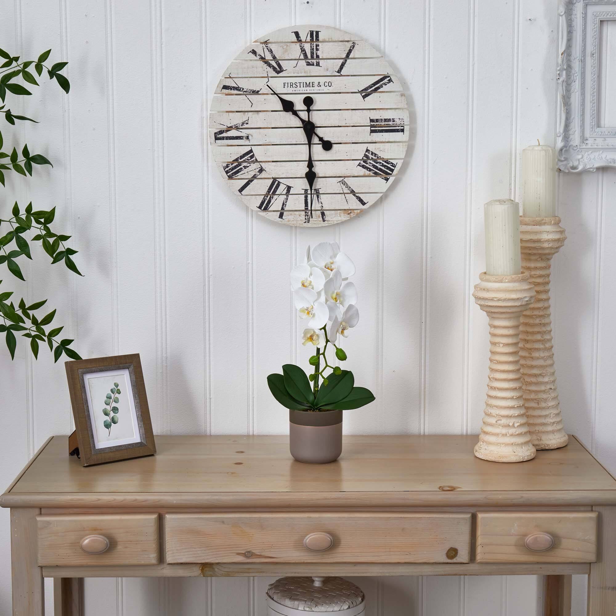 19" White Orchid in Ceramic Pot